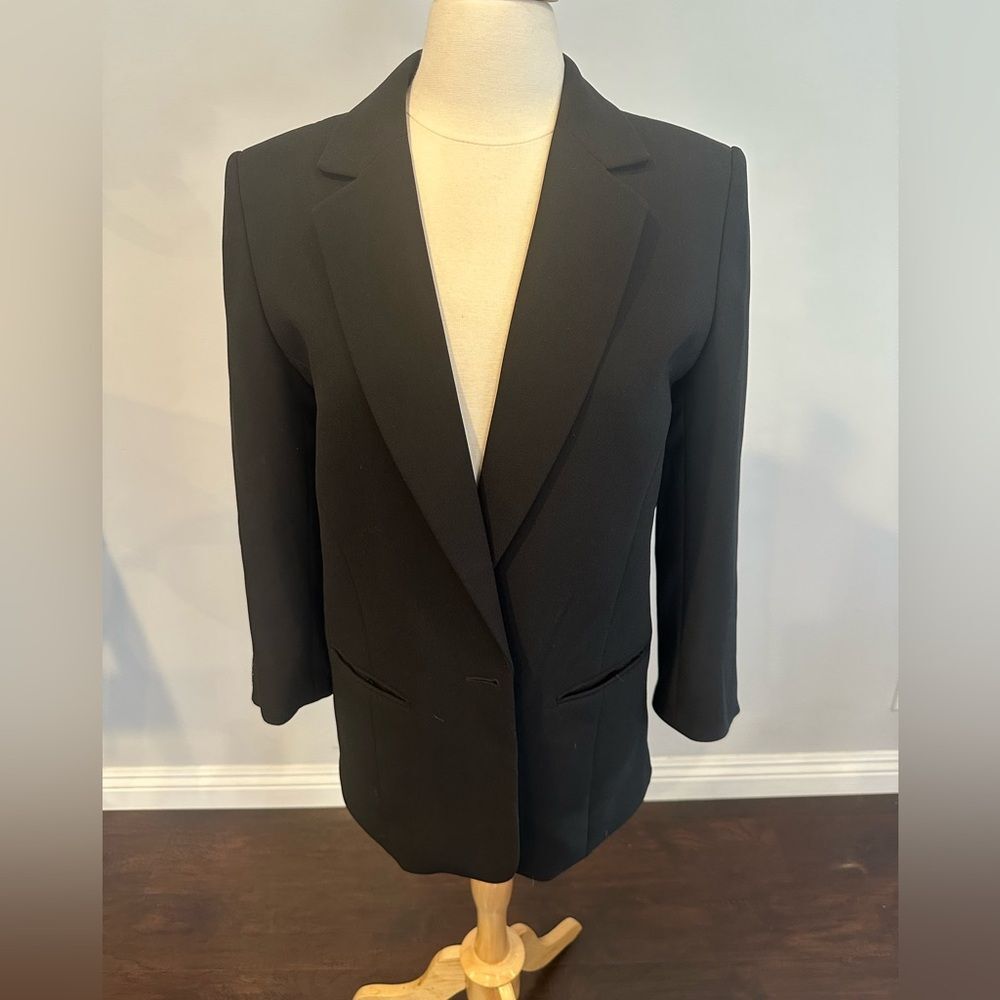The Kooples Black Blazer One Button Lace Trim Sleeves Size 3